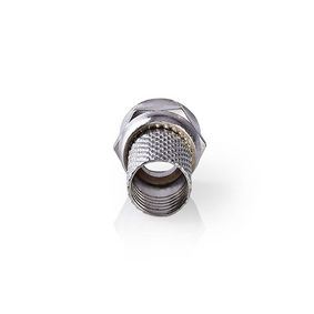 Nedis F-Connector | Straight | Male | Nickel Plated | 75 Ohm | Twist-on | Cable input diameter: 6.4 mm | Zinc Alloy | Silver | 25 pcs | Polybag