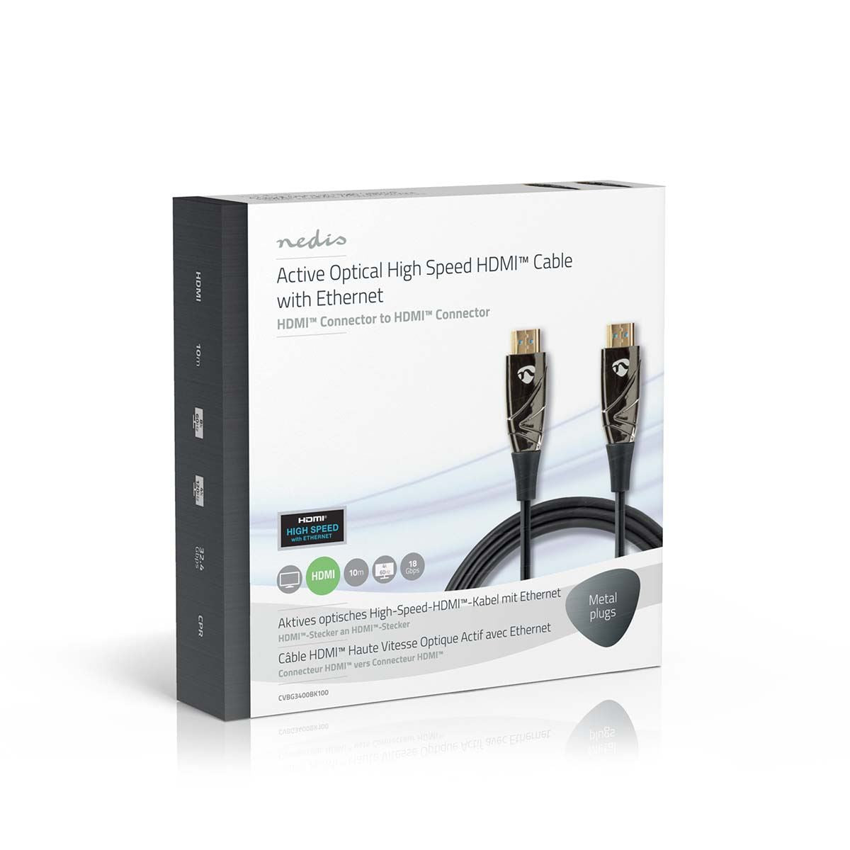 Nedis Active Optical High Speed HDMI™ Cable with Ethernet | HDMI™ Connector | HDMI™ Connector | 4K@60Hz | 18 Gbps | 10.0 m | Round | PVC | Black | Gift Box