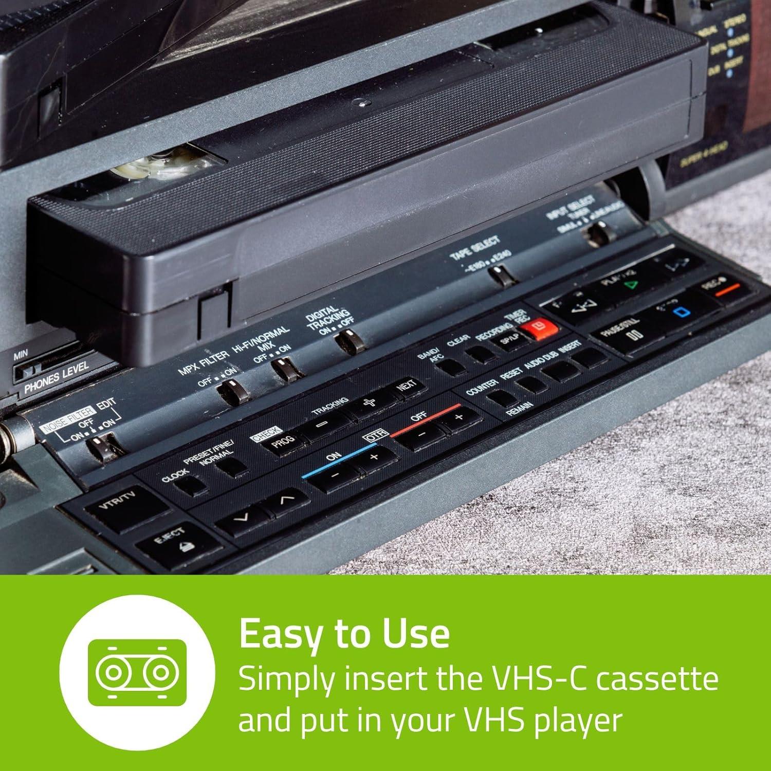 Nedis VHS-C to VHS Cassette Adapter (Converts Video Camcorder Tapes to VHS Video)