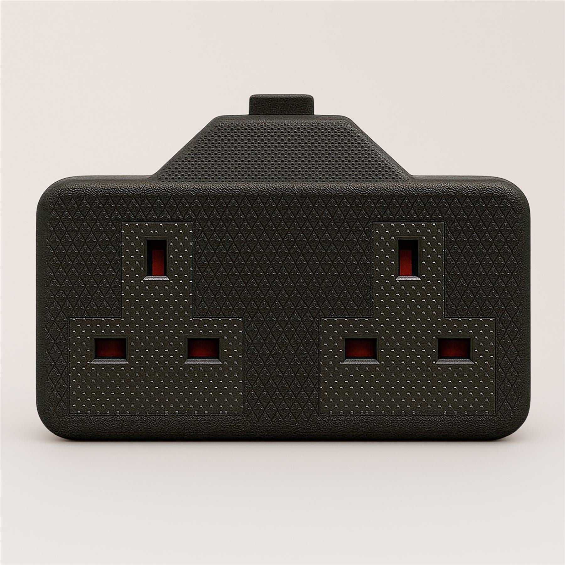 2 Gang High Impact Trailing Mains Powet Extension Socket, 13A - Black