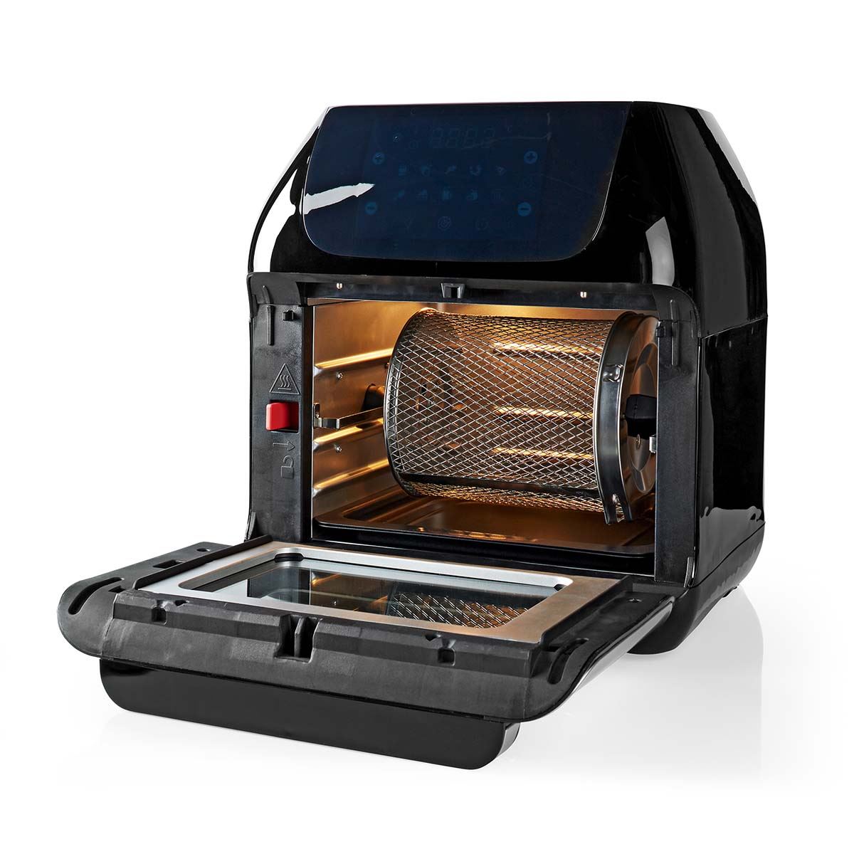 Nedis 12L Hot Air Fryer Mini Oven XXL Multifunctional 9-in-1 with Rotisserie, 9 Pre-Set Programmes, & Timer, 1500W