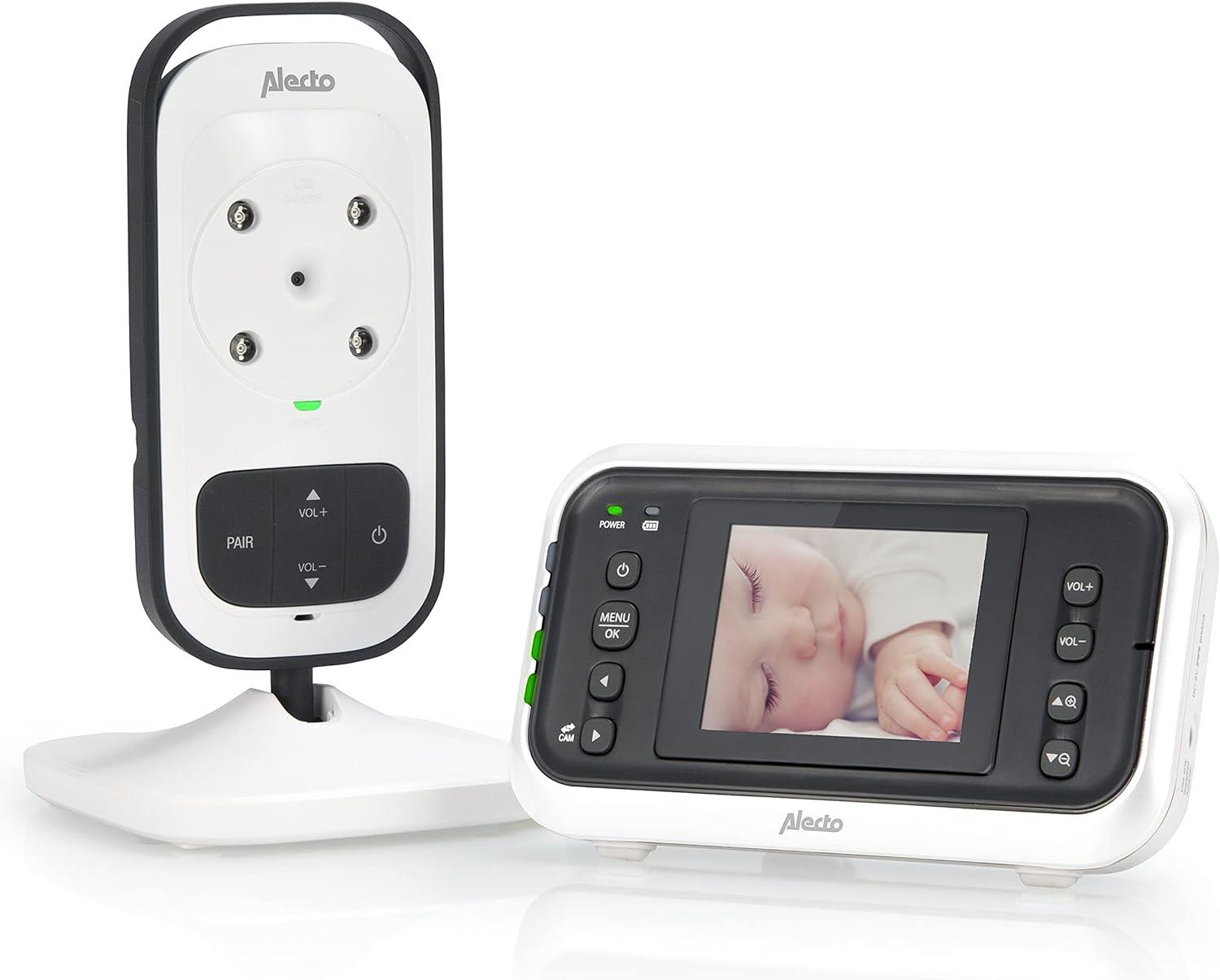 Alecto DVM-75 Wireless Video Baby Monitor with 2.4" Colour Display Screen - White / Grey
