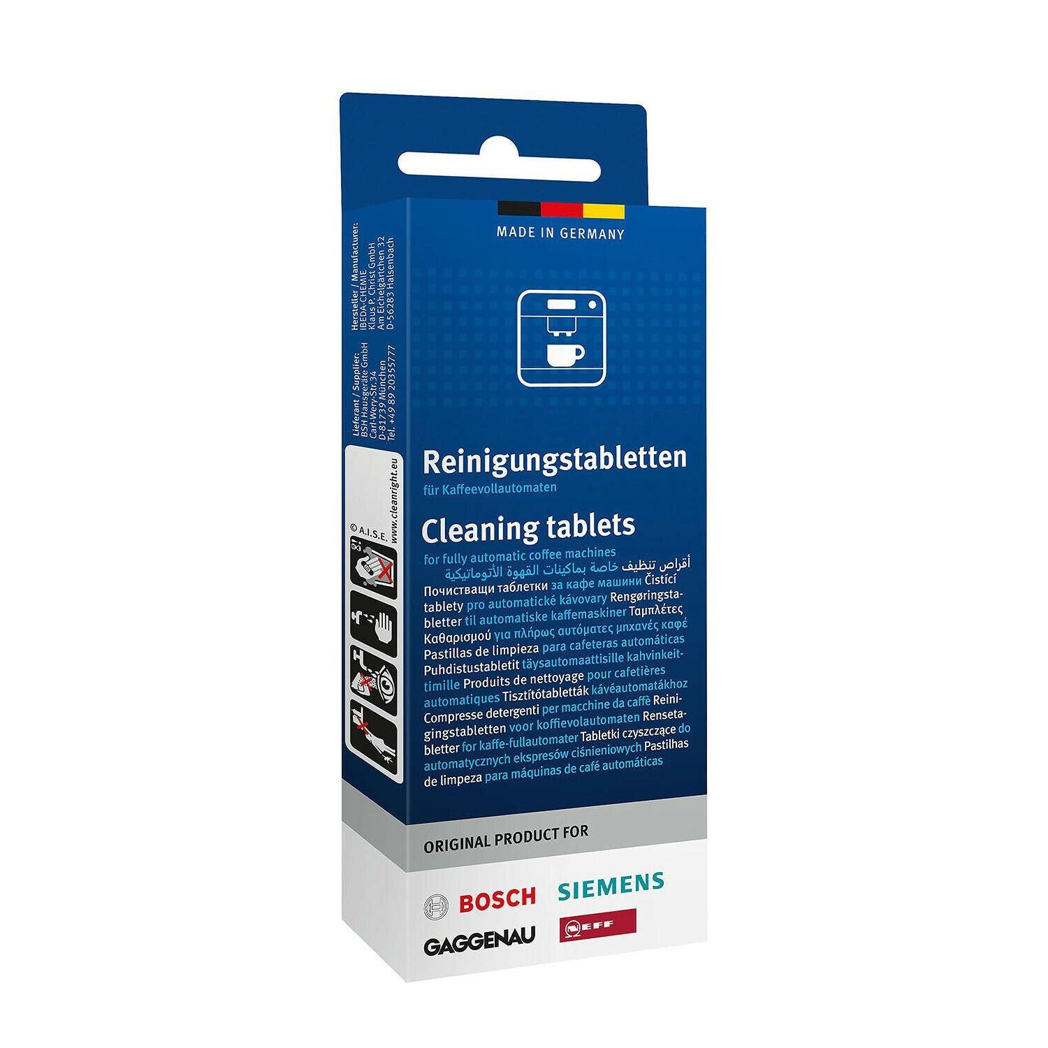 Bosch Cleaning tablets for Coffee and Espresso machines, Hot Water Dispensers and kettles 10 pcs