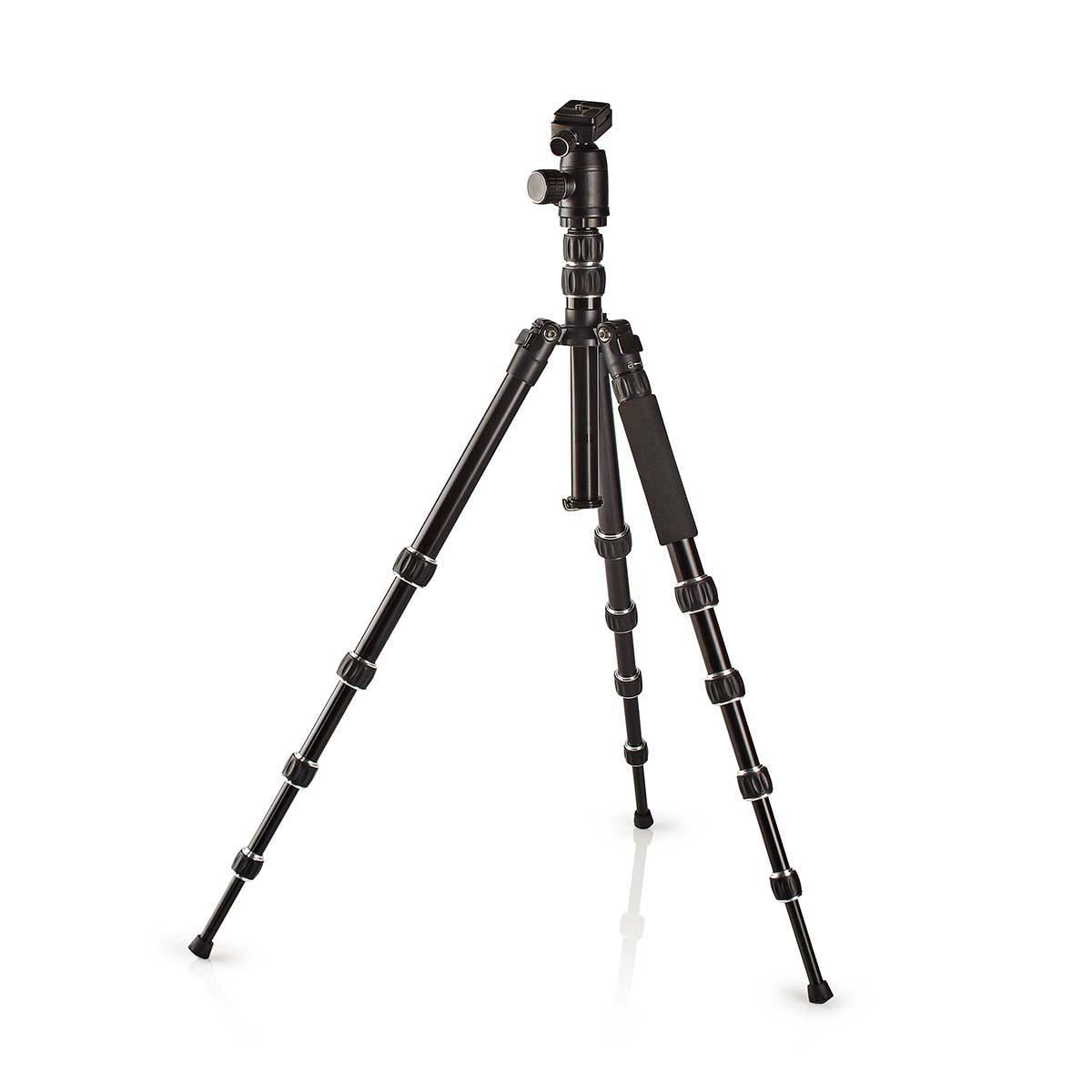 Nedis Tripod | Maximum load capacity: 3.0 kg | Minimum working height: 17.5 cm | Maximum working height: 145.0 cm | 3 Segments | Ball Head | Travel bag included | Reversible center column | ABS / Aluminium | Black
