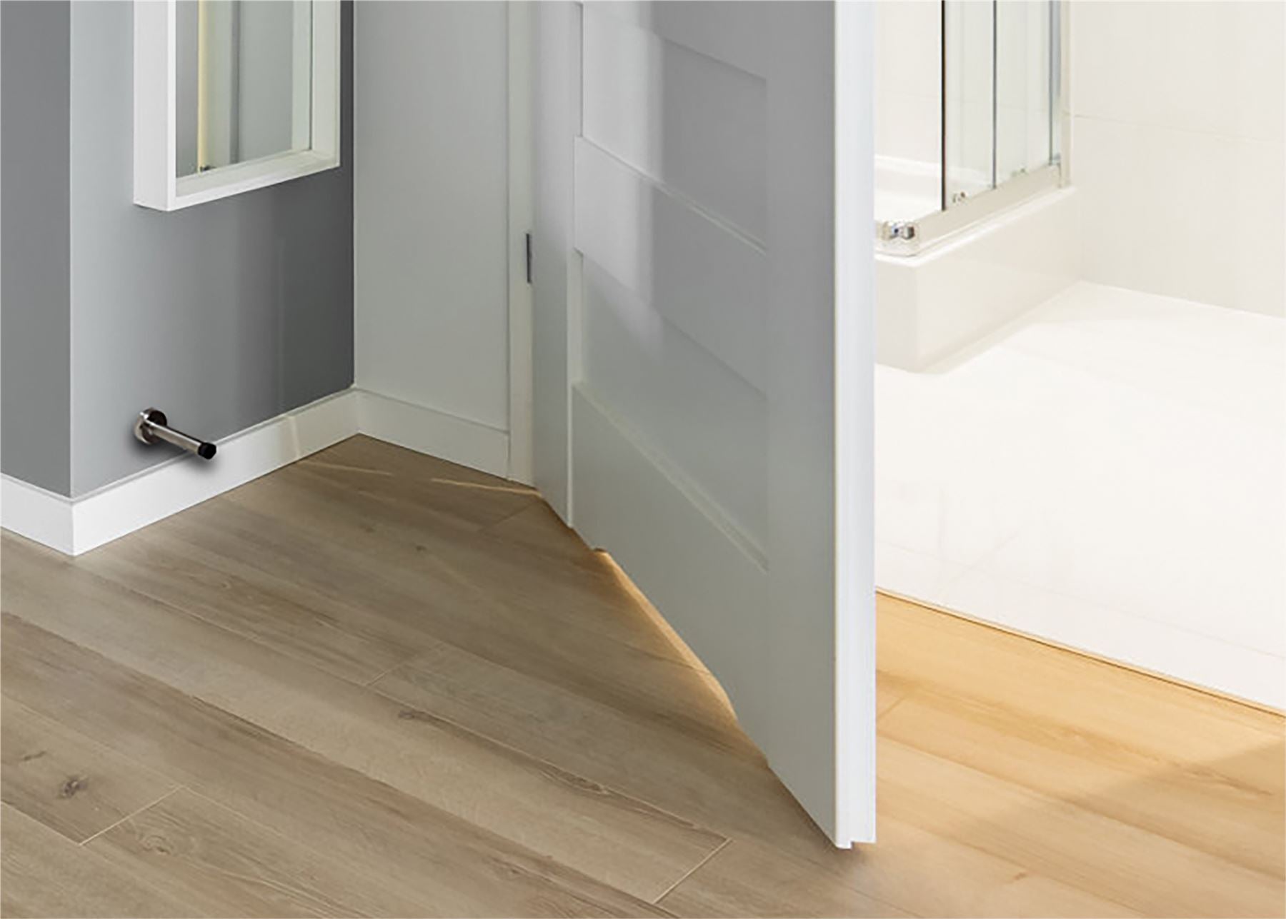 2 Pack 85mm Door Stops Wall Mounted Quality Satin Stainless Steel with Rubber Stops