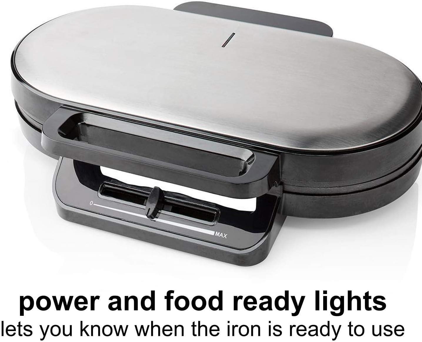 MELISSA Waffle Maker Iron, Double Heart Shape Waffle Machine with Non Stick Plates & Adjustable Temperature Control, 1200W - Black/Silver