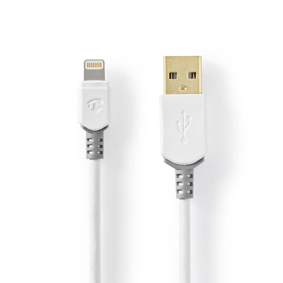 Nedis Lightning Cable | USB 2.0 | Apple Lightning 8-Pin | USB-A Male | 480 Mbps | Gold Plated | 3.00 m | Round | PVC | Grey / White | Box