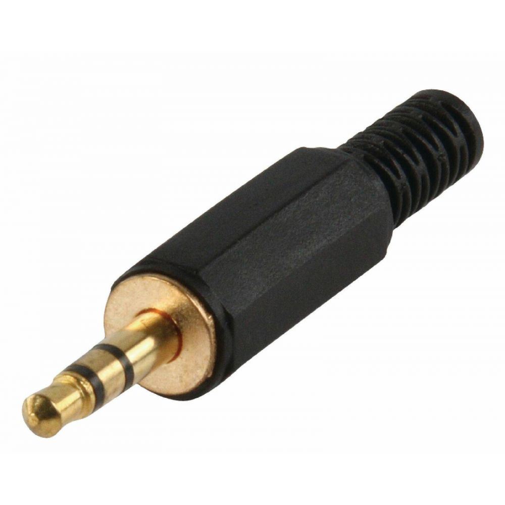 3.5mm Male Stereo Connector Plug, Gold - Black