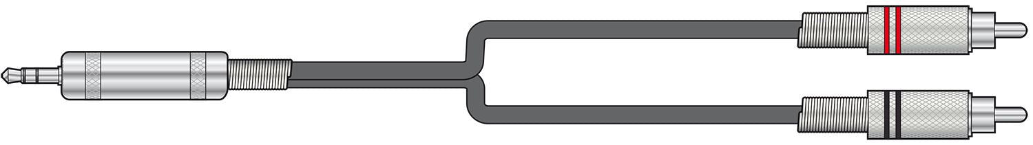 Citronic 6m Classic Audio Leads 3.5mm TRS Jack Plug to 2 x RCA Phono Plugs