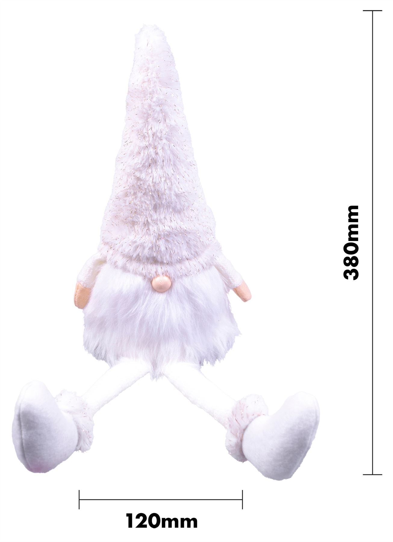 Christmas Long Legged Gonk Nordic Style Gnome Xmas Decoration - Finn (White)