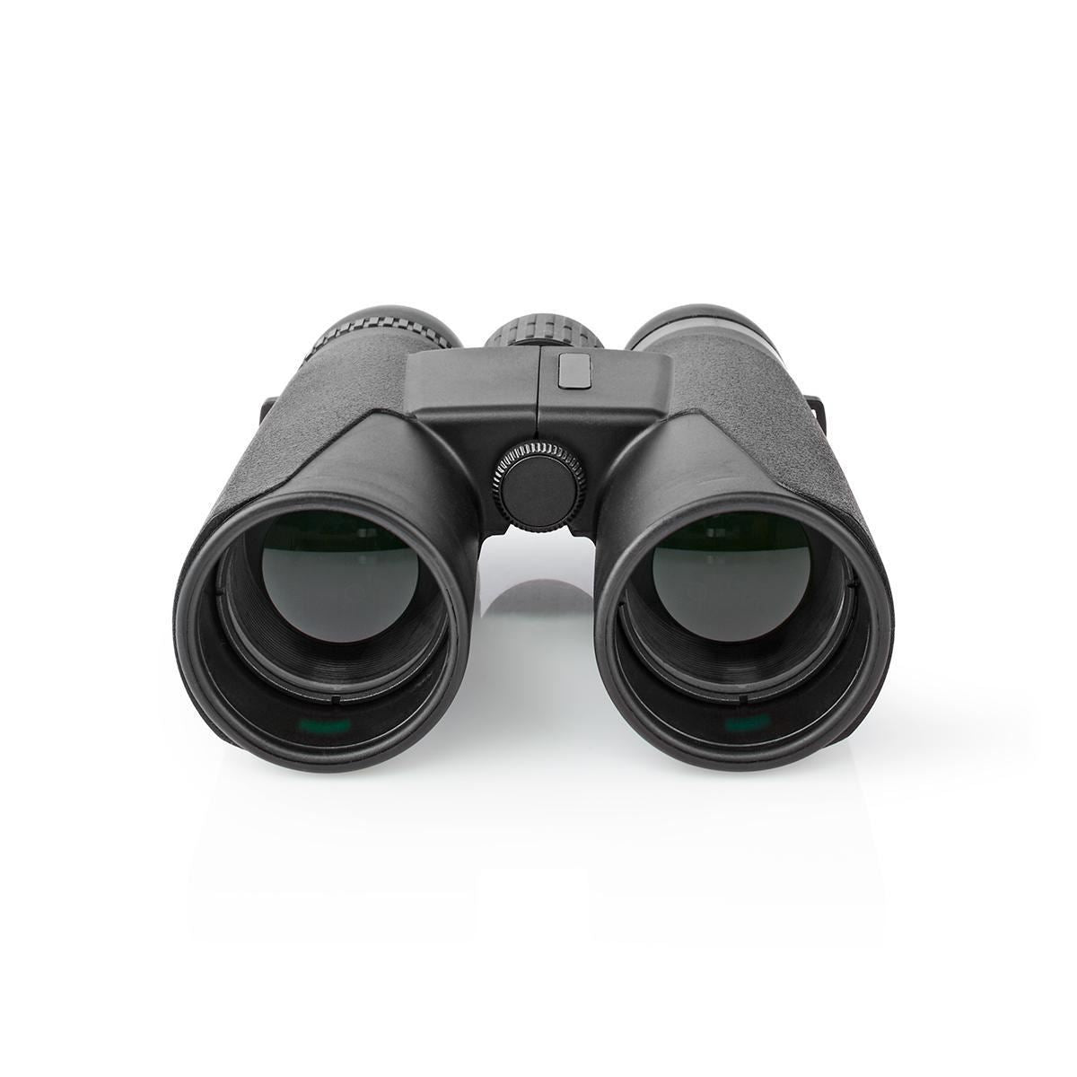 Nedis Binoculars 10x42 Roof Prism, Lightweight Travel Model with Rubber Grip, Dioptric Correction & 12mm Eye Relief for Spectacle Wearers, Black, Blue Lens