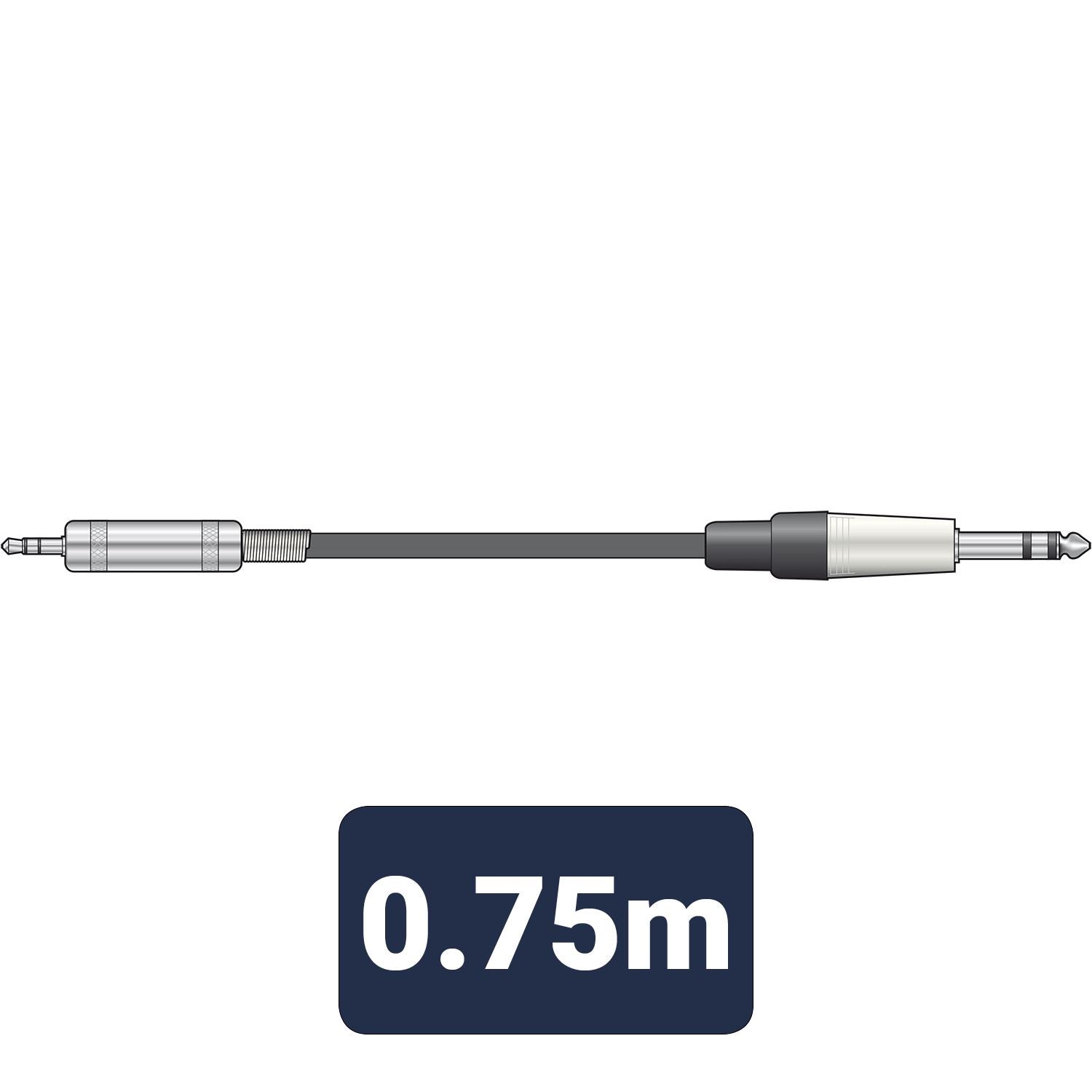 Citronic 0.75m TRS Classic Stereo Audio Lead 6.35mm Jack to 3.5mm Jack