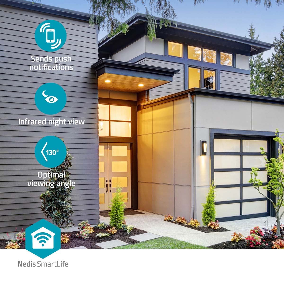 Nedis SmartLife Wireless Video Doorbell WiFi Two-Way Talk PIR Door Bell Security Camera with App Control