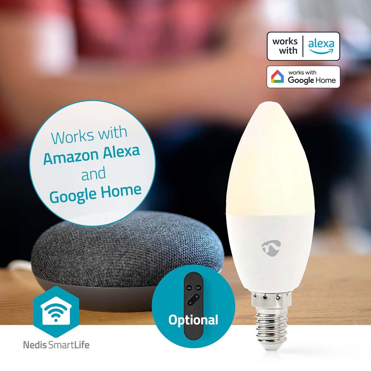Nedis SmartLife Full Colour LED Bulb | E14 | 470 lm | 4.9 W | RGB / Warm to Cool White | 2700 - 6500 K | Android™ / IOS | Candle | 1 pcs
