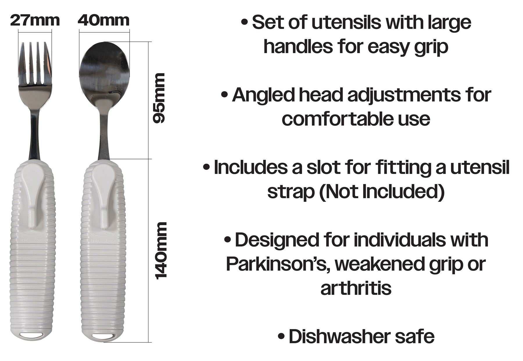 Large Handled Fork and Spoon Set Easy Hold - ideal for Elderly