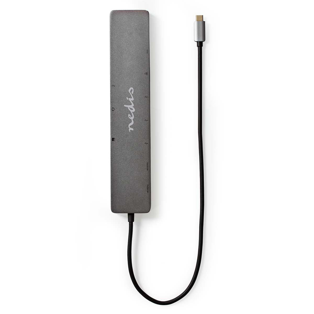 Nedis USB Multi-Port Adapter | 10-in-1 | USB 3.2 Gen 1 | USB-C™ Male | Micro SD / RJ45 Female / SD / 2x HDMI™ / 2x USB-C™ / 3x USB-A Female | 0.40 m | Round | Gold Plated | TPE | Anthracite | Box