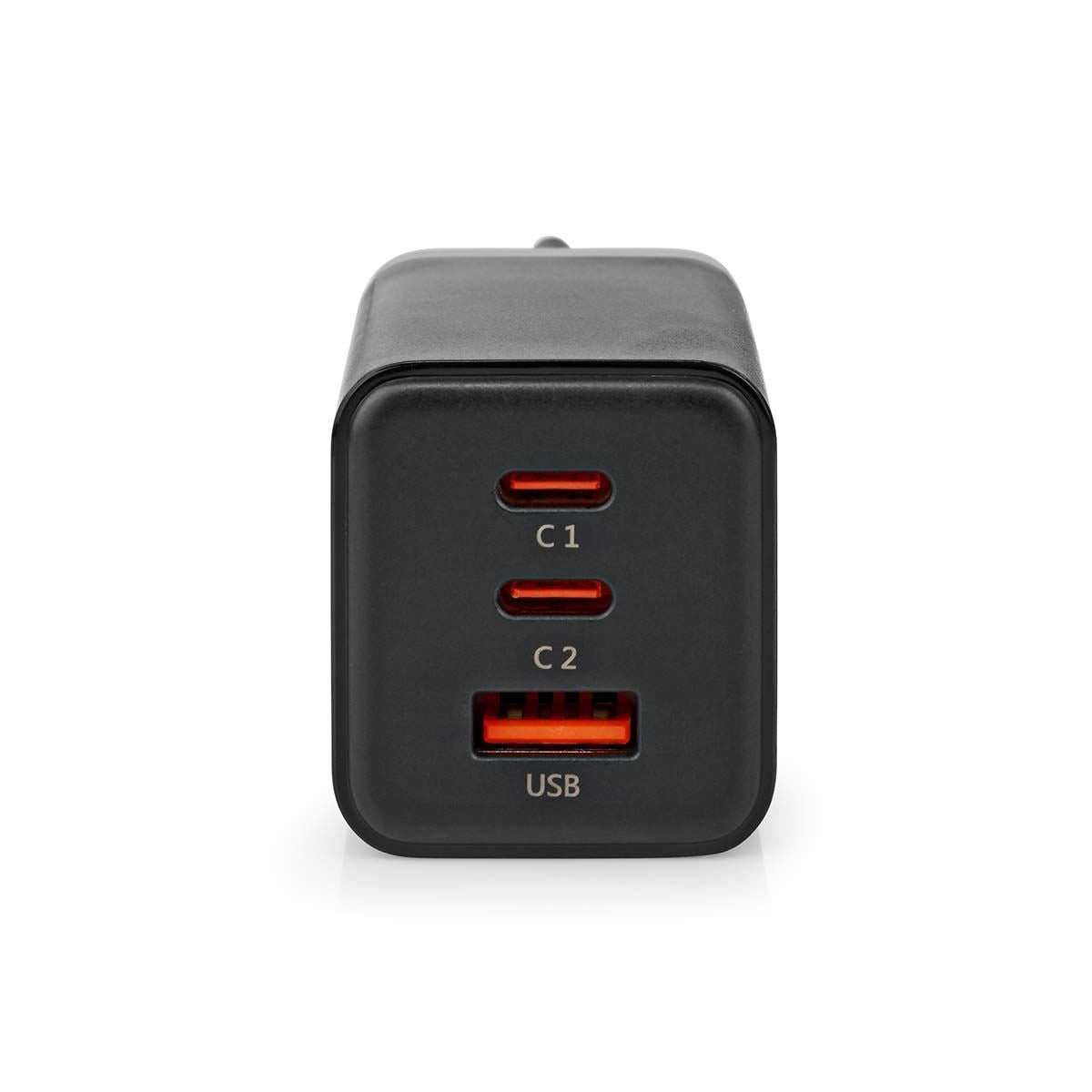Nedis EU Euro Travel Wall Charger | 65 W | GaN | PD3.0 18W / PD3.0 20W / PD3.0 27W / PD3.0 36W / PD3.0 45W / PD3.0 60W / PD3.0 65W / QC3.0 | Quick charge feature | 3.0 / 3.25 A | Number of outputs: 3 | USB-A / 2x USB-C™ | Automatic Voltage Selection | Bla