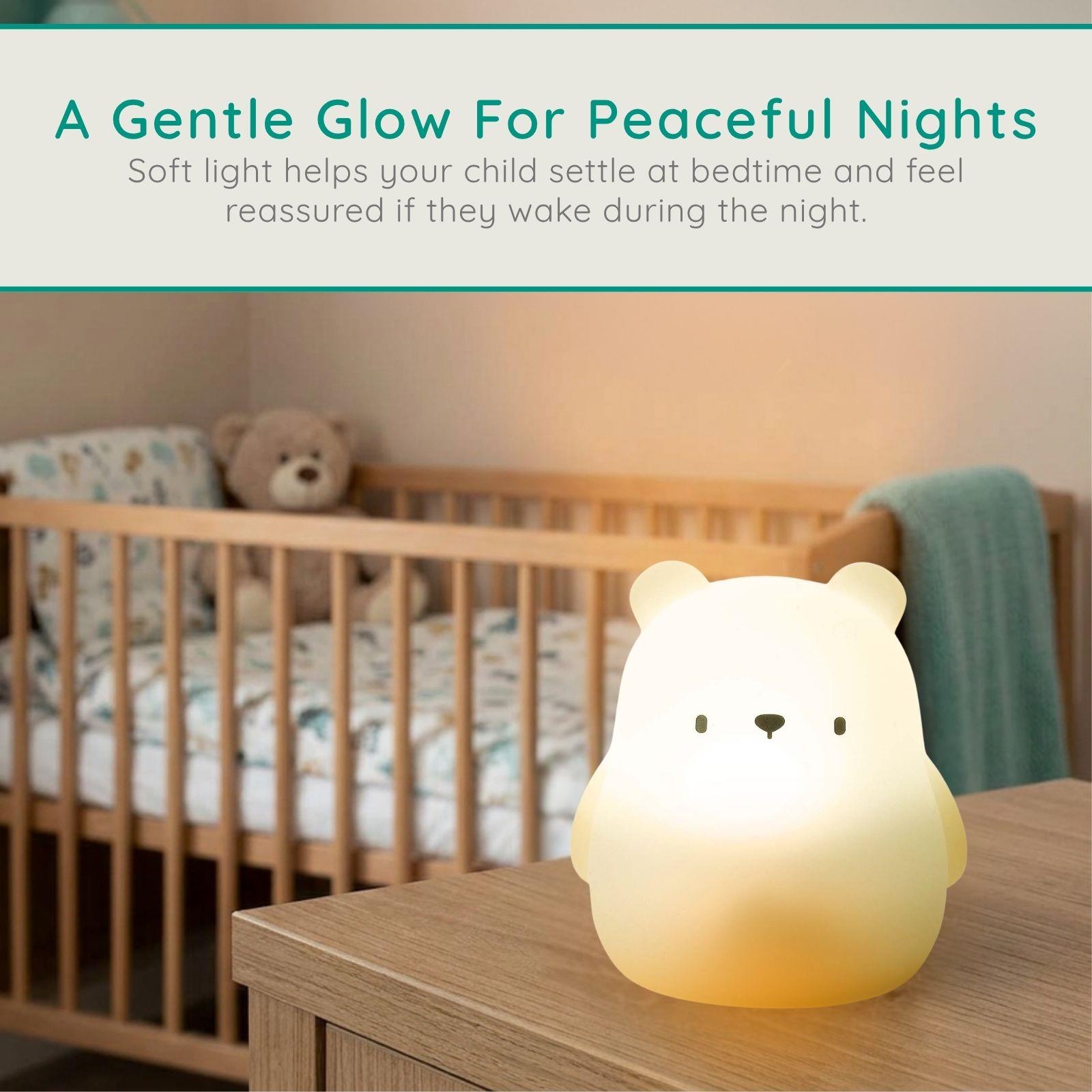 Alecto Bear Night Light for Kids, Baby Night Light for Nursery with RGB Colours & Modes, Rechargeable, Timer & Touch Control, Portable Light, BPA Free