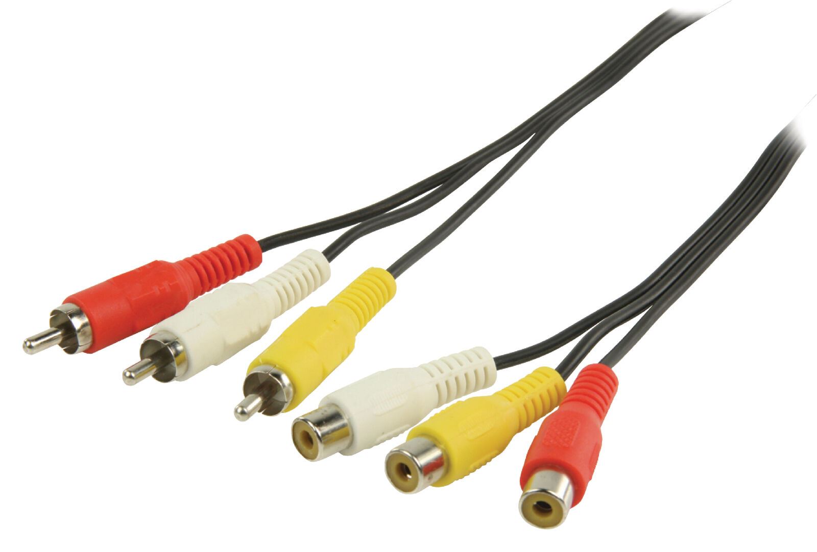 Nedis Composite Video Cable | 3x RCA Male | 3x RCA Female | Nickel Plated | 480p | 3.00 m | Round | PVC | Black