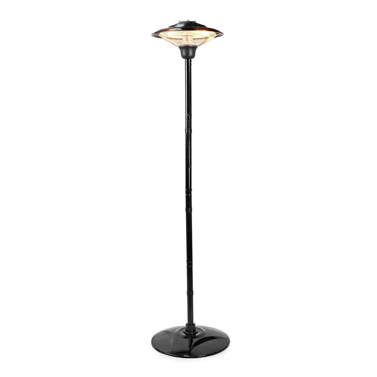 Nedis 1.5KW Outdoor Freestanding Halogen Electric Garden Patio Heater, 1500W, IP34 Rated, with Height Adjustable Stand and Tip Over Protection