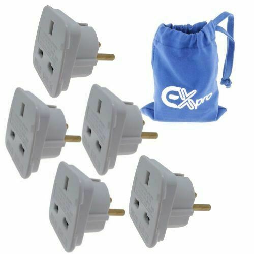 Ex-Pro, x5 Travel Adapter Converts UK Plugs Plug to 2 pin (Round) Converts UK To EU, Europe 2 Pin [WHITE]