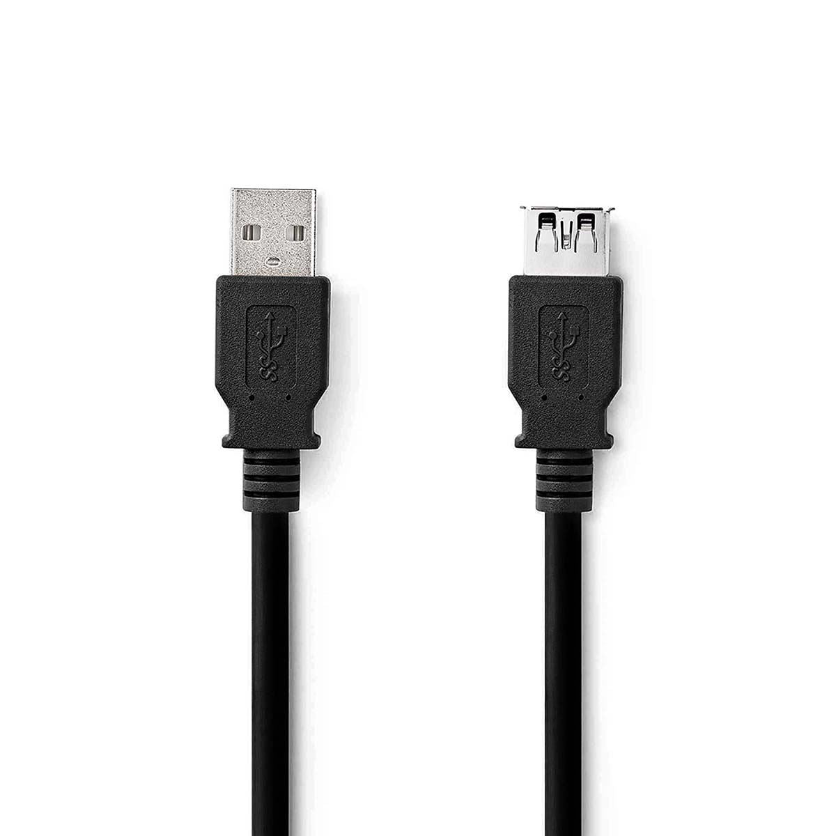 Nedis USB Cable | USB 3.2 Gen 1 | USB-A Male | USB-A Female | 5 Gbps | Nickel Plated | 3.00 m | Round | PVC | Black | Label