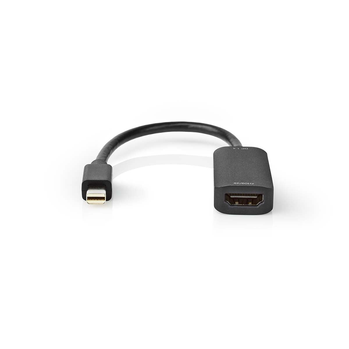 Nedis Mini DisplayPort Cable | DisplayPort 1.4 | Mini DisplayPort Male | HDMI™ Output | 48 Gbps | Nickel Plated | 0.20 m | Round | PVC | Black | Polybag