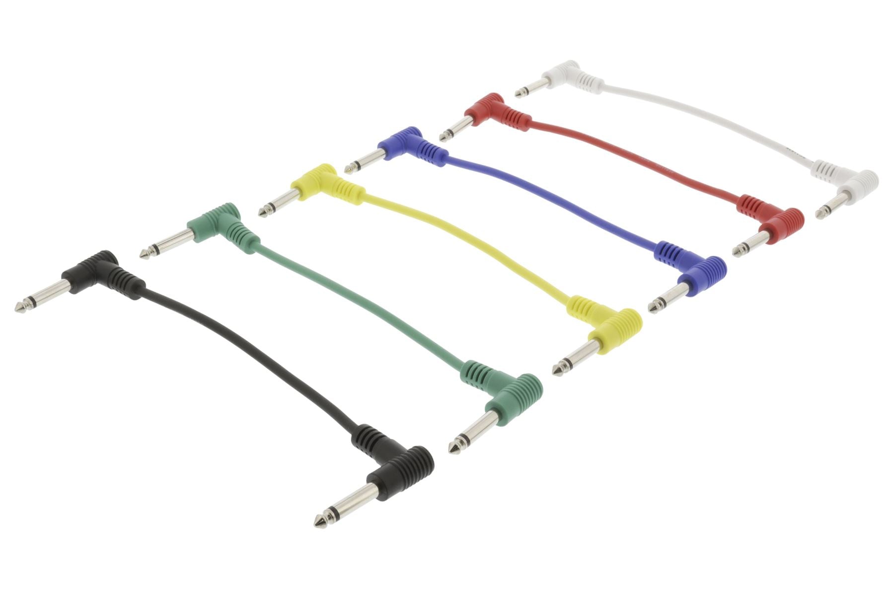 Sweex 90 Degree Guitar Patch Leads Pedal Effects Cable 6.35mm Pack of 6 30cm
