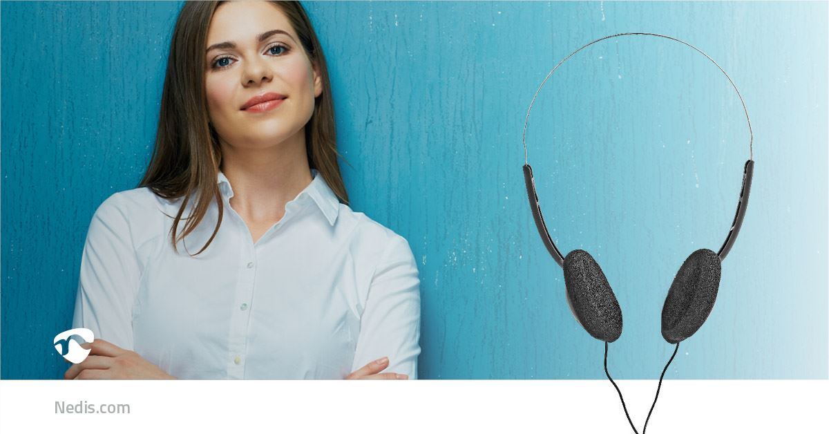 Nedis On-Ear Wired Headphones Ultra Lightweight Slim-Line With 27 mm Super Bass Drivers Soft Cushion Ear Pads 1.2 m Cable Length Black