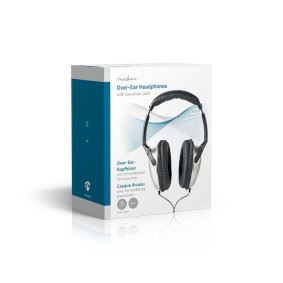 Nedis Over-Ear Wired TV / Hifi Headphones 2.7m Cable with In-Line Volume control | Black / Silver
