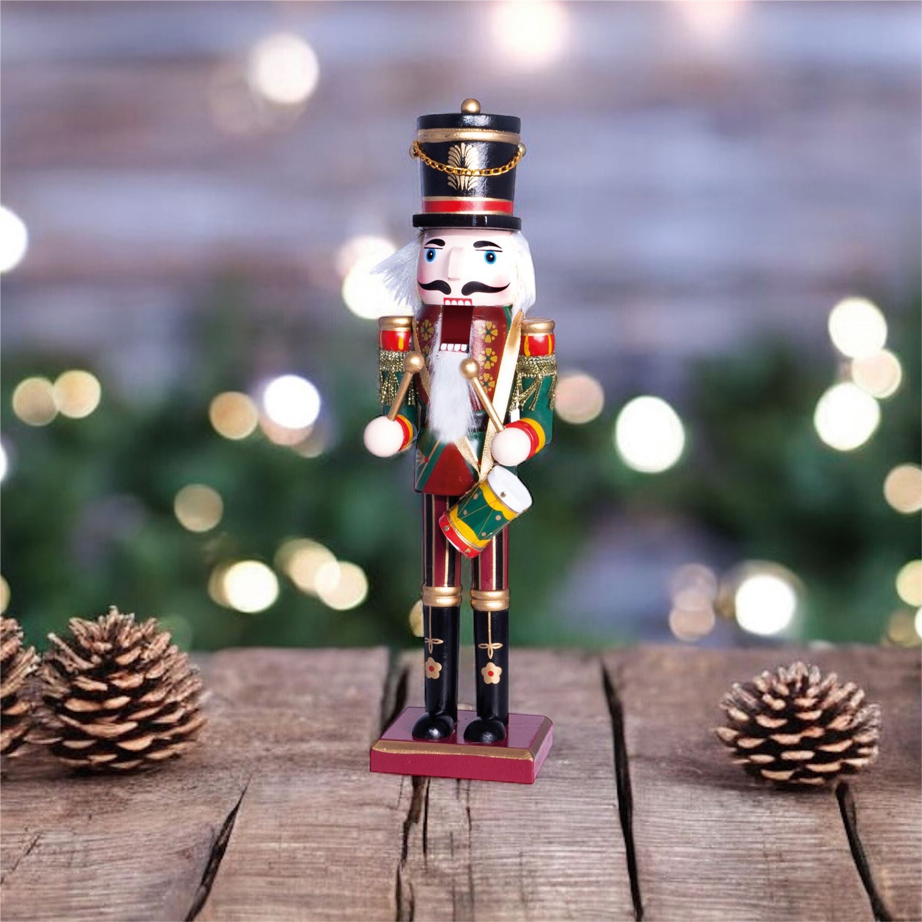 30cm Wooden Traditional Christmas Nutcracker Decoration with Drum