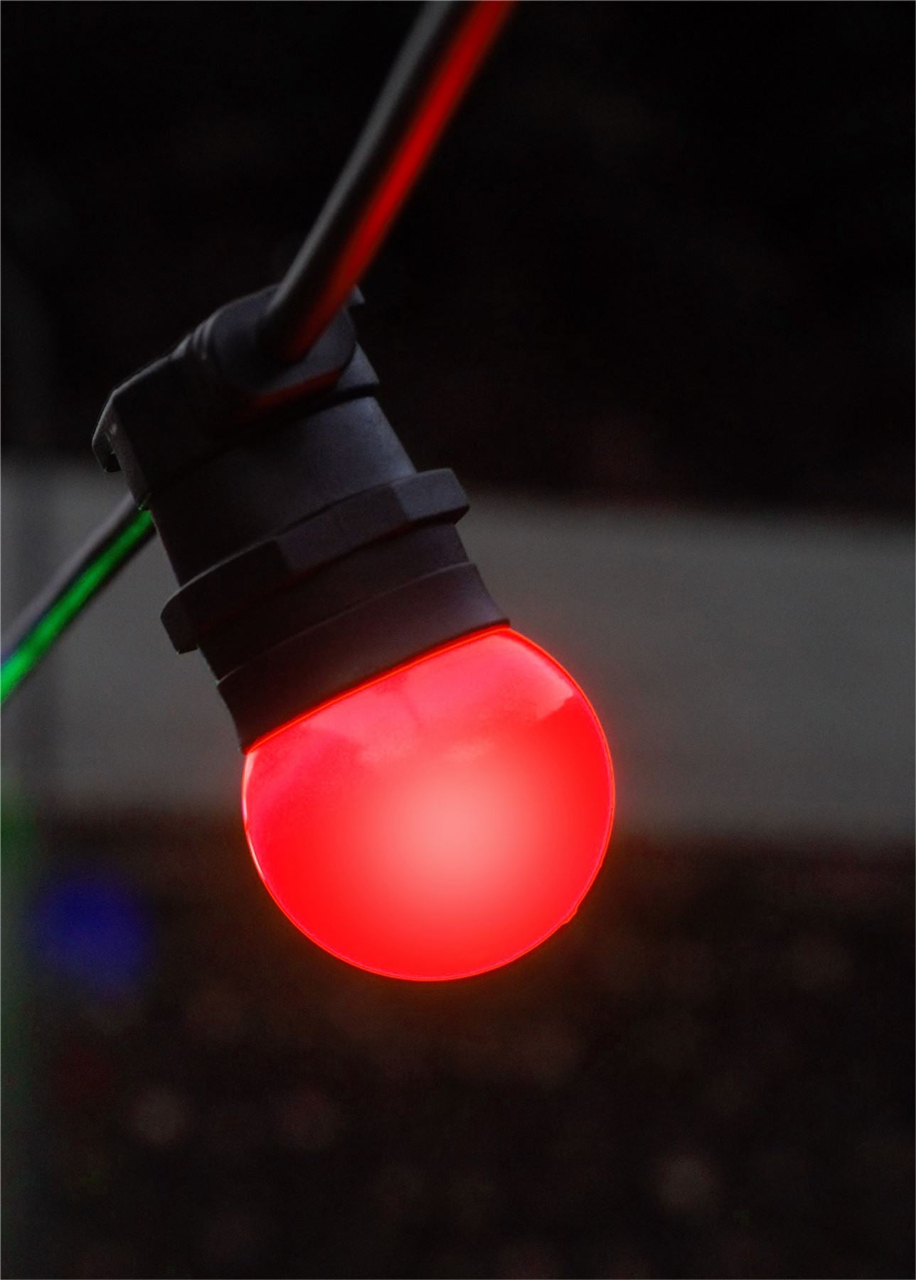 Easy-Connect Festoon 2W Red Coloured LED Golf Ball Anti Shatter Polycarbonate G45 E27