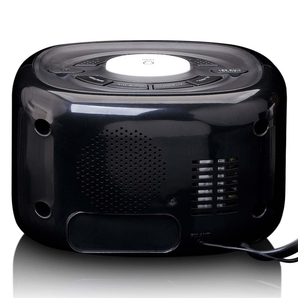 Lenco FM Alarm Clock Radio with Night Light | Black