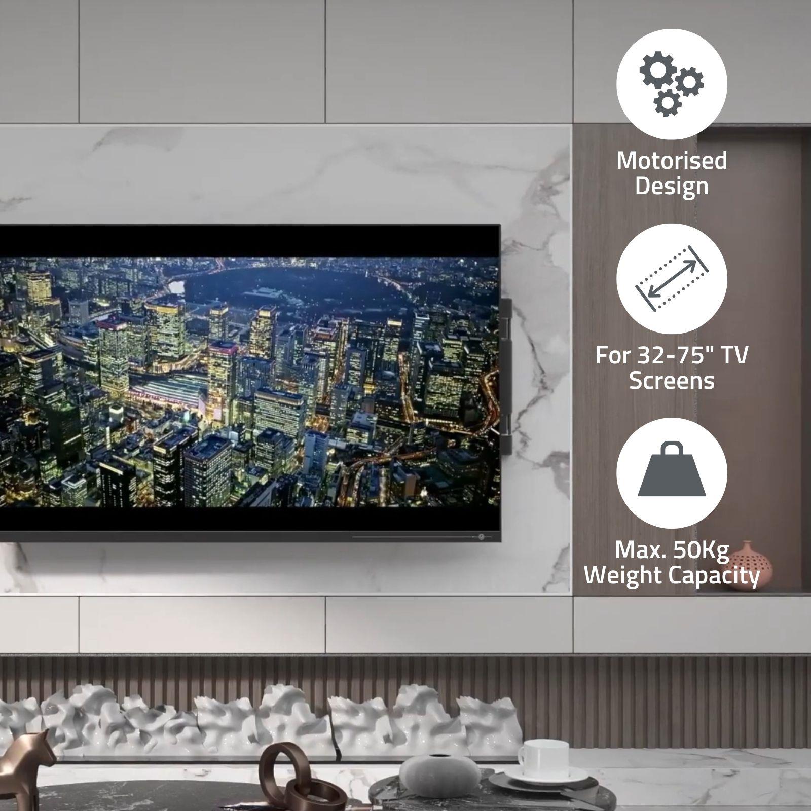 Nedis Motorised Swing TV Wall Mount Bracket for 32-75" Screen Max 50kg with Remote Control