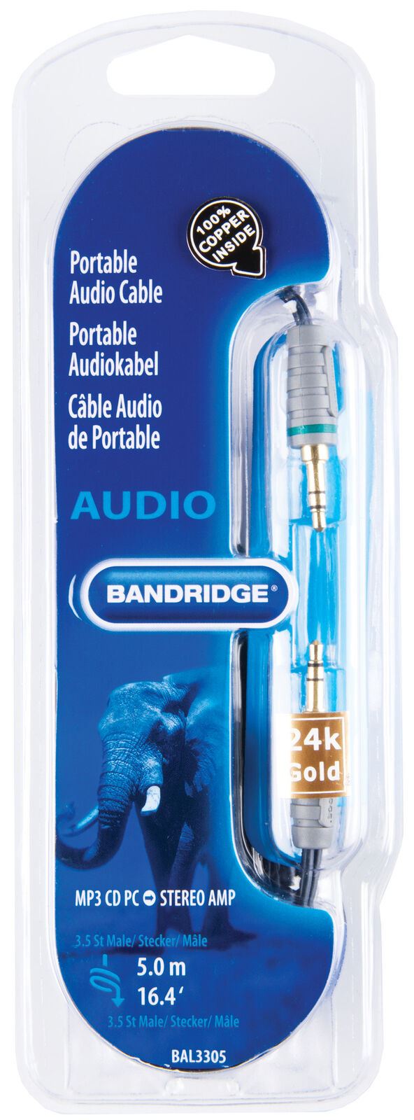 Bandridge 5m Stereo Audio Cable 3.5 mm Male - 3.5 mm Male