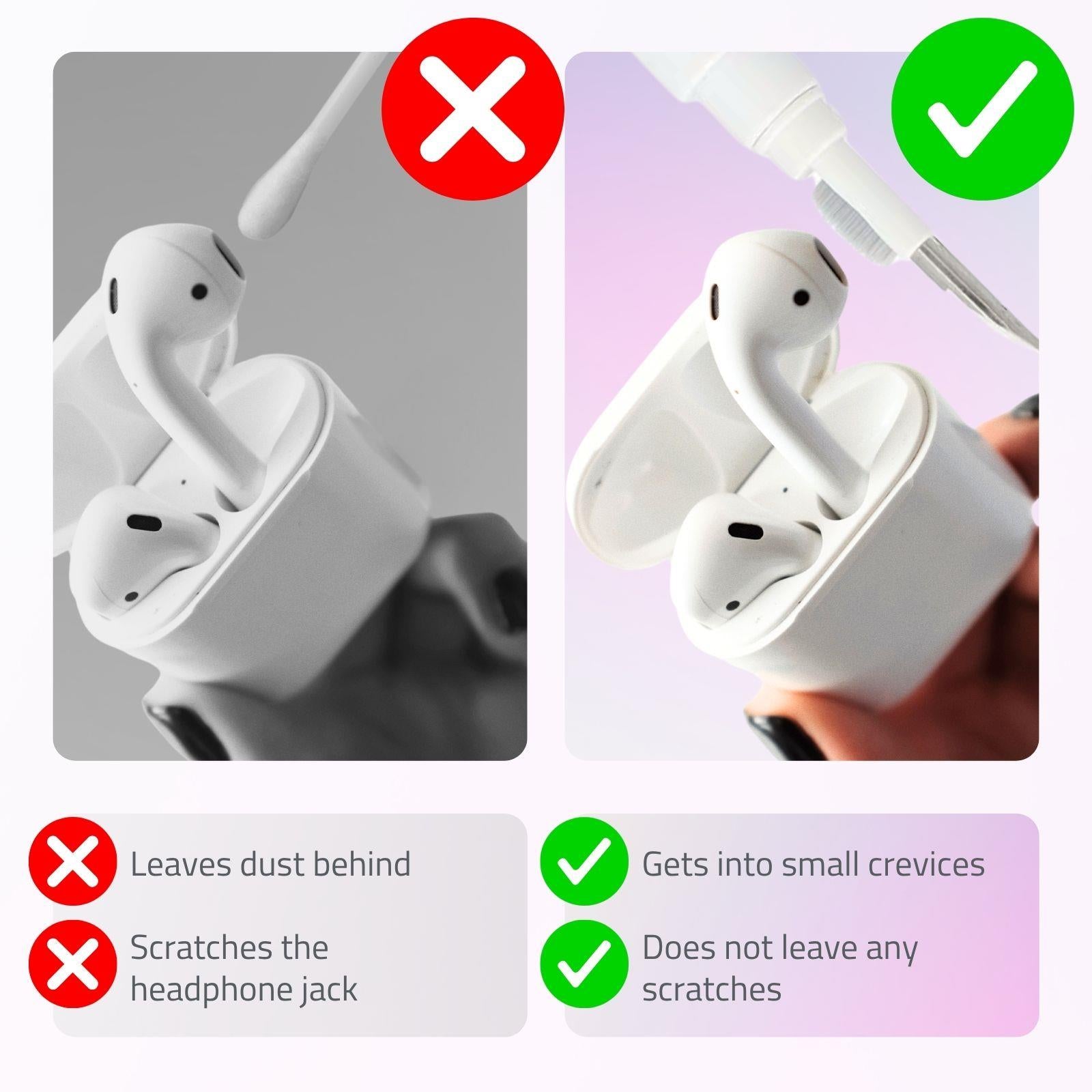 Nedis 3-in-1 Headphone Pro Cleaning Pen Kit, Multifunctional with Sponge, Brush & Metal Tip, for In-Ear Earphones & Earbuds, Phones, Electronics and More