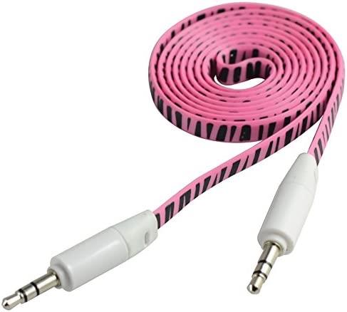 CLiPtec 1m Metal Slim Flat 3.5mm to 3.5mm Jack AUX Auxiliary Audio Cable Stipe - Pink