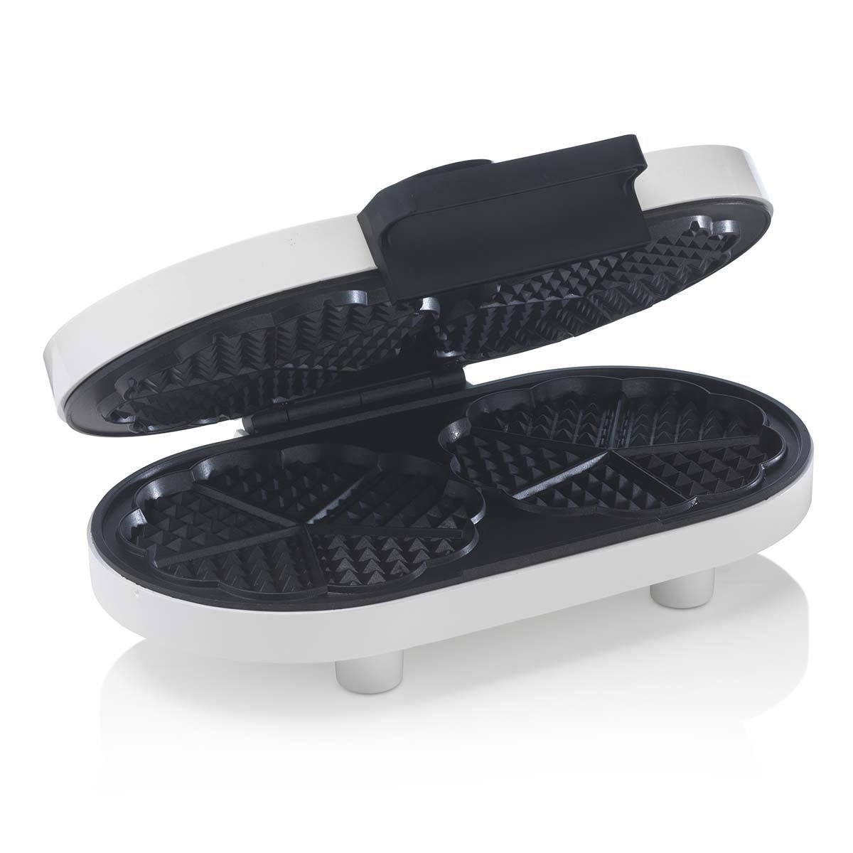 Trebs Waffle Maker Iron, Double Heart Shape Waffle Machine with Non Stick Plates & Adjustable Temperature Control, 1200W - White