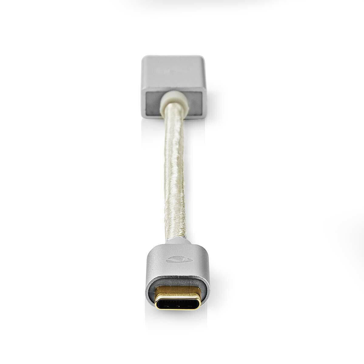 Nedis USB Adapter | USB 3.2 Gen 1 | USB-C™ Male | USB-A Female | 5 Gbps | 0.20 m | Round | Gold Plated | Braided / Nylon | Silver