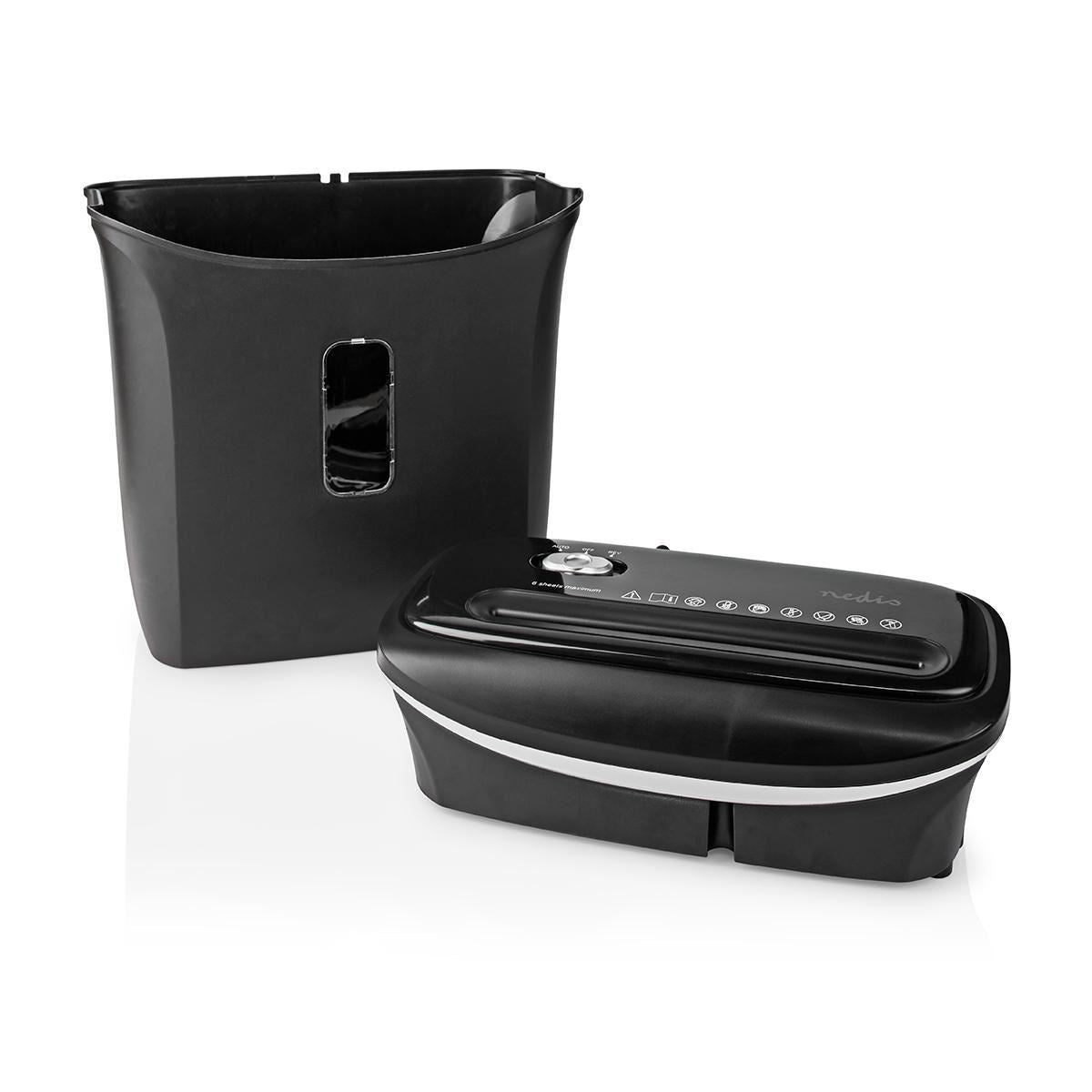 Nedis Paper Shredder, Cross Cut, DIN P-4 Security, 12L Capacity, Keep Your Desk Organised and Securely Dispose of Letters, Files, Invoices and Bank Cards , Black