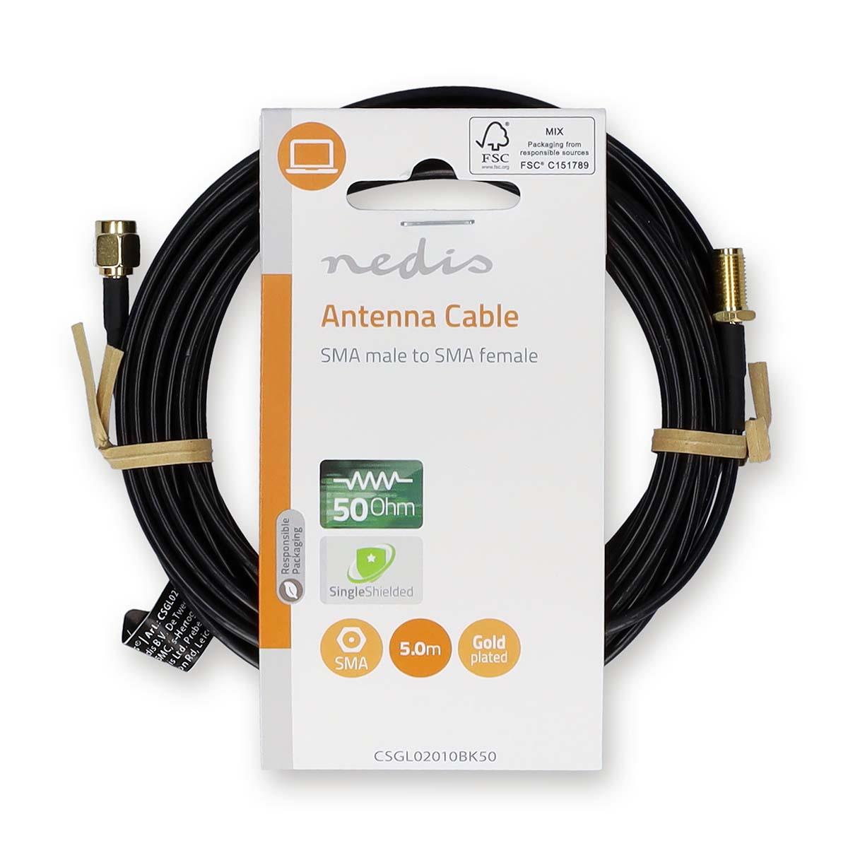Sma Label Nedis SMA Cable | SMA Male | SMA Female | Gold Plated | 50 Ohm | Singl