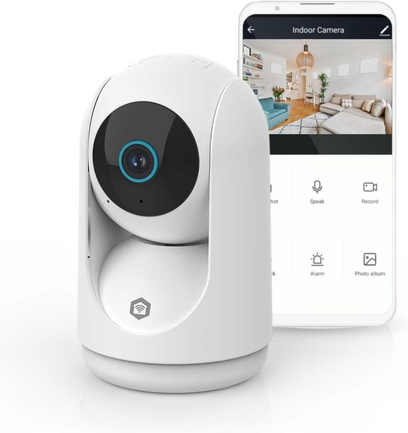 Nedis SmartLife Indoor Camera | 3MP Full HD 1296p | Pan tilt | Cloud Storage (optional) / microSD (not included) | With motion sensor | Night vision | White