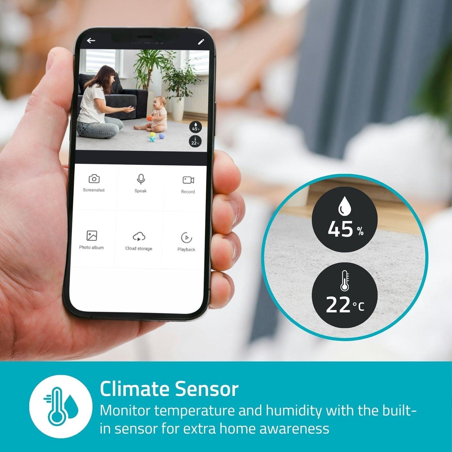 Nedis SmartLife Indoor Camera | Wi-Fi | Full HD 1080p | Cloud Storage (optional) / microSD (not included) | With motion sensor | Night vision | White