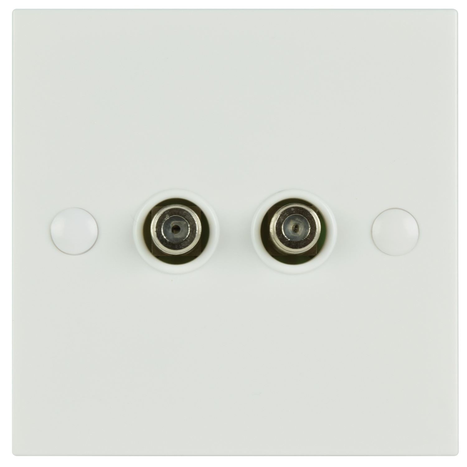 Av:link Twin Satellite 2 x F Type Wall plate Faceplate Socket Connector Outlet Sky - White