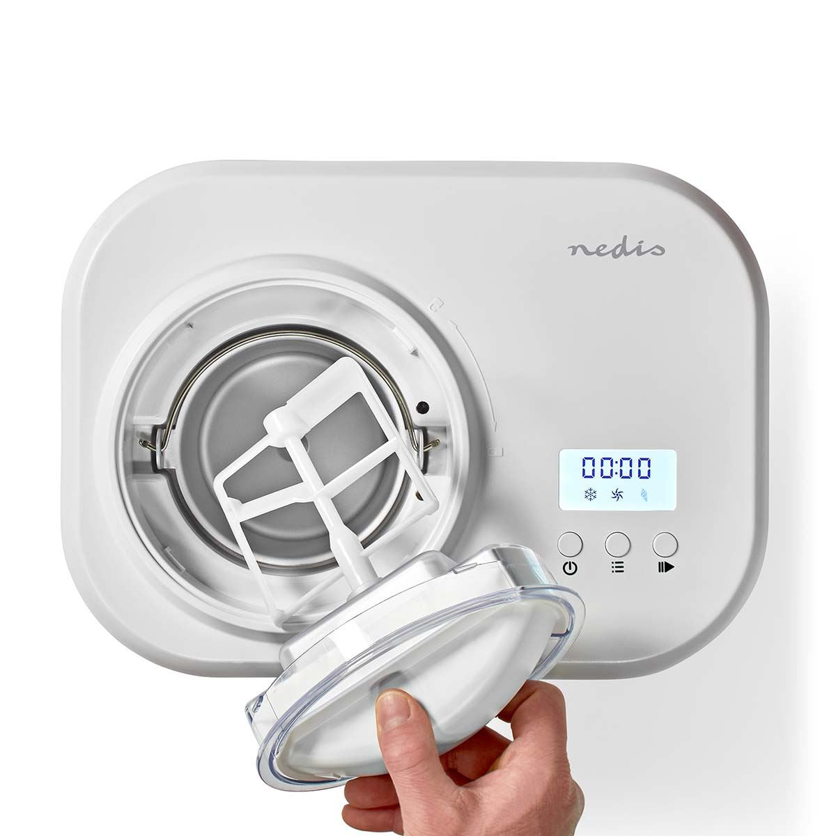 Nedis Fully Automated Digital Ice Cream Maker Machine 60 Minute No Pre Freezing 1L