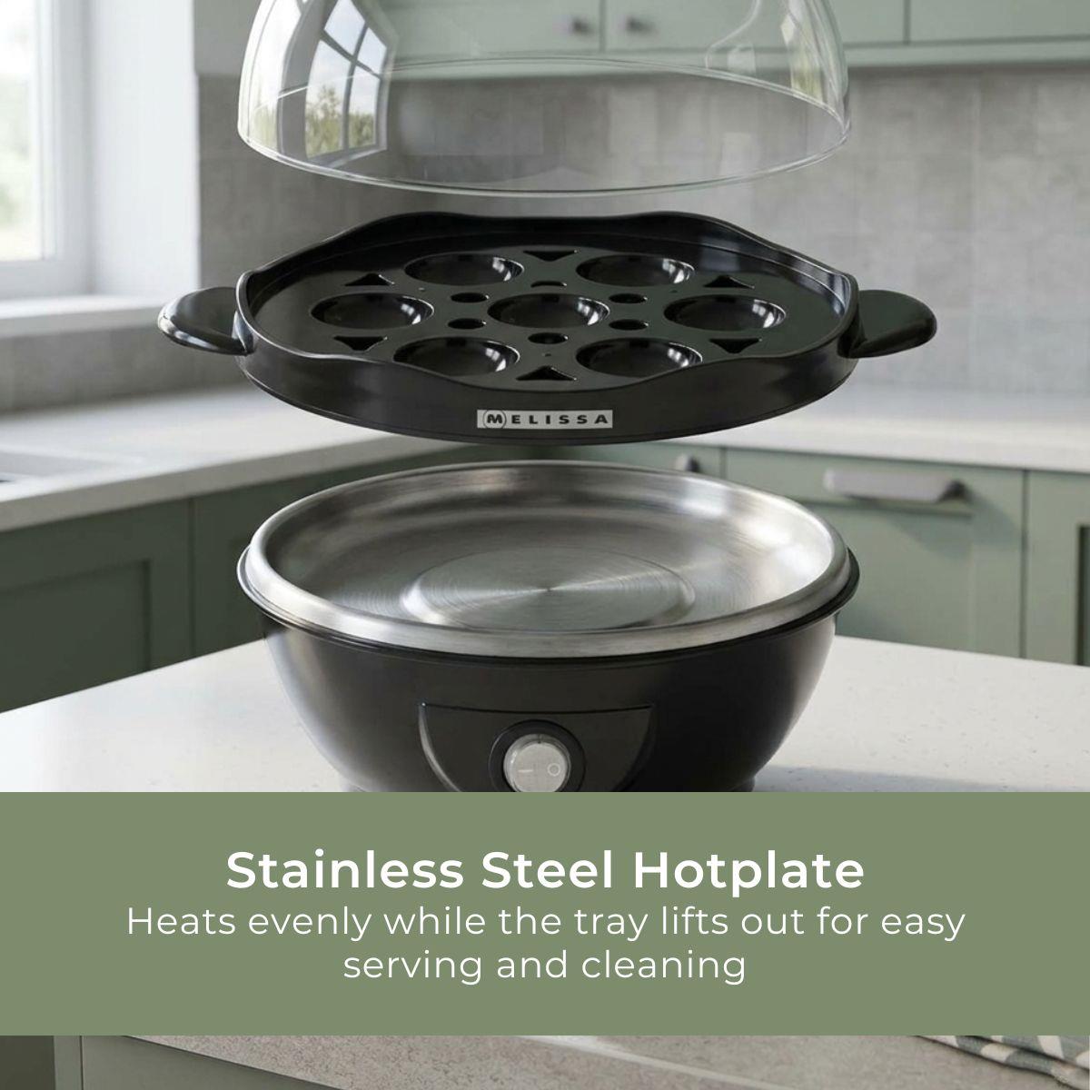 MELISSA Electric Egg Boiler Steamer for Eggs 360W Automatic Egg Boiler Electronic Omelette Maker Poacher for 7 Soft, Medium & Hard Boiled Eggs