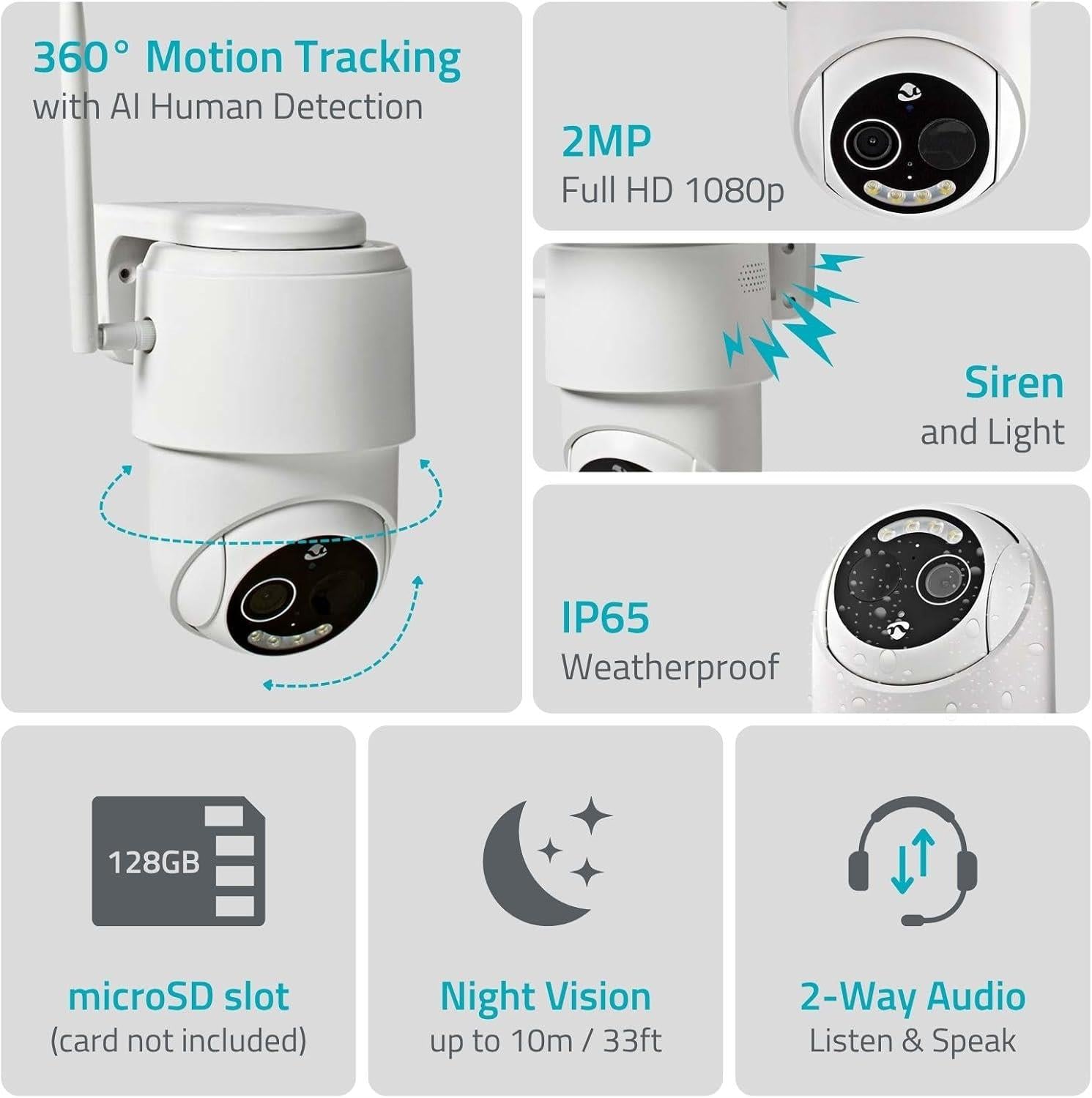 Nedis SmartLife Outdoor Camera Wi-Fi  4G HD 1080p Pan tilt P65 Solar Operation