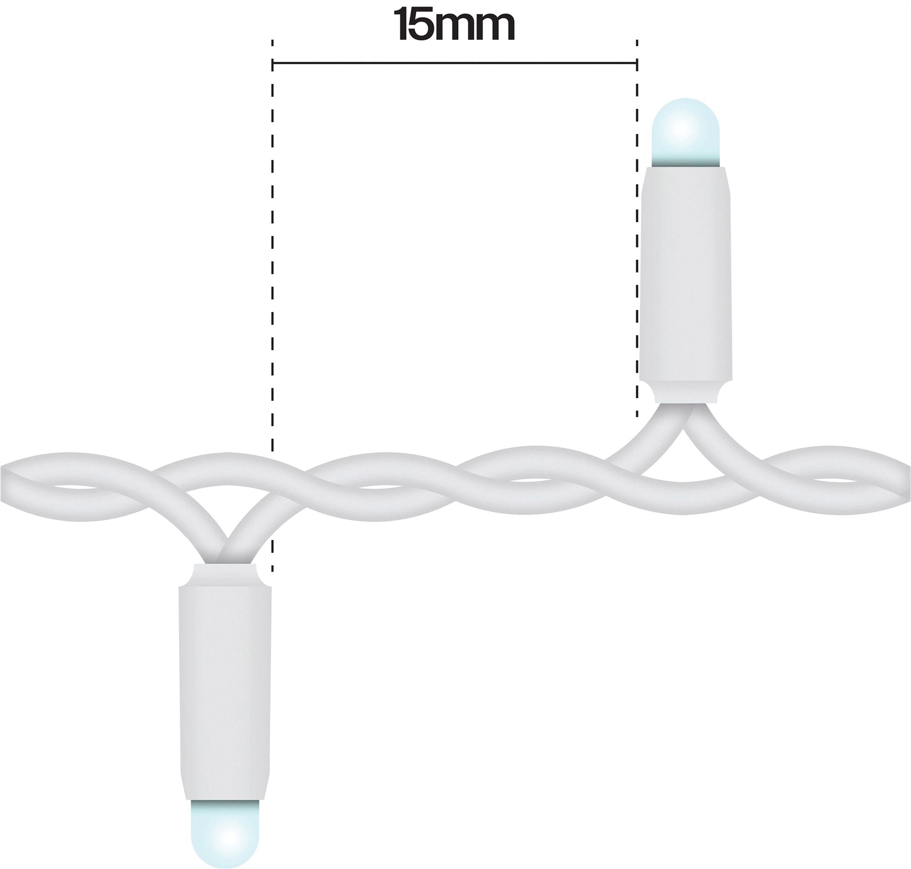 5m Easy-Connect Cool White 250 LED Cluster String Lights With Interconnectable White Rubber Cable