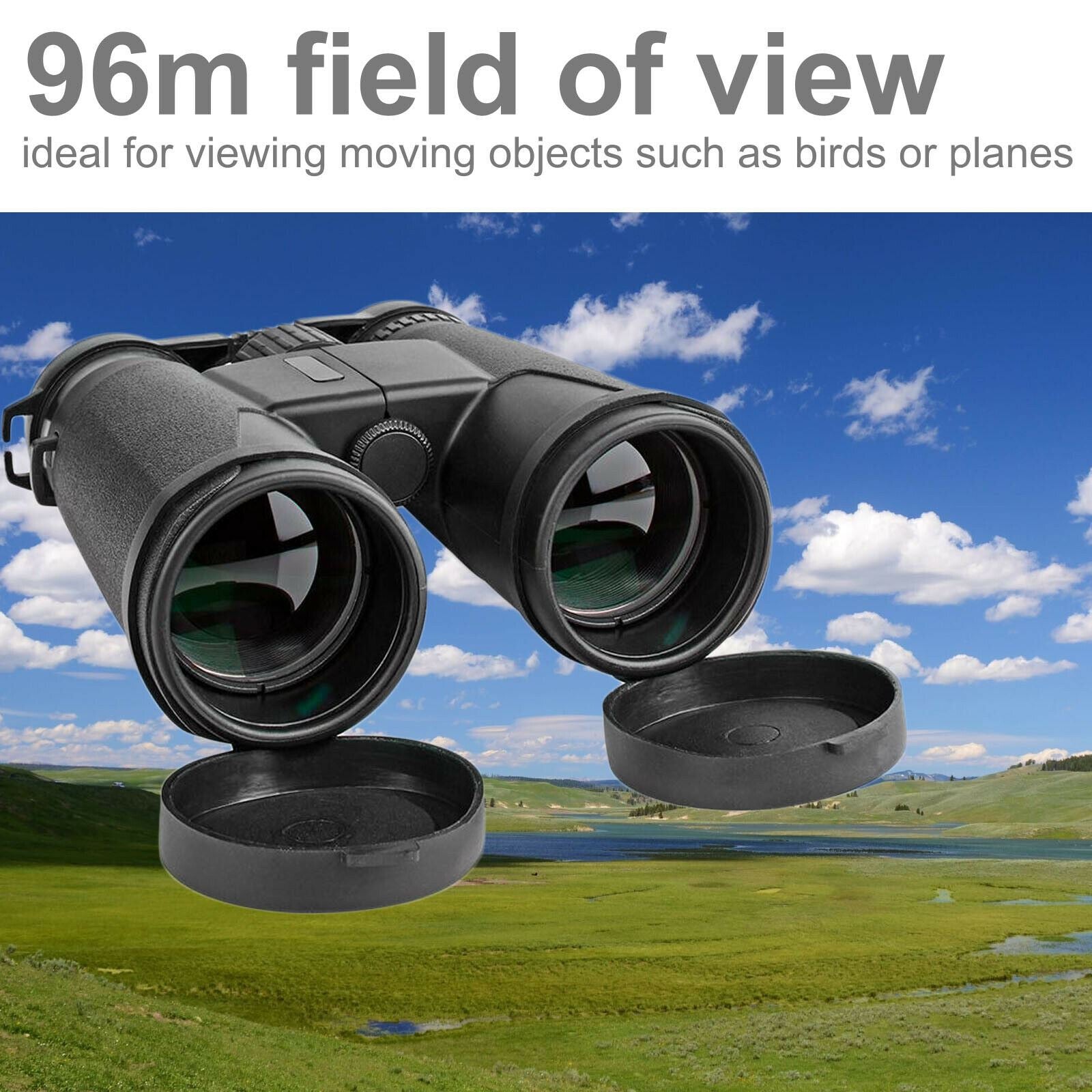 Nedis Binoculars 10x42 Roof Prism, Lightweight Travel Model with Rubber Grip, Dioptric Correction & 12mm Eye Relief for Spectacle Wearers, Black, Blue Lens