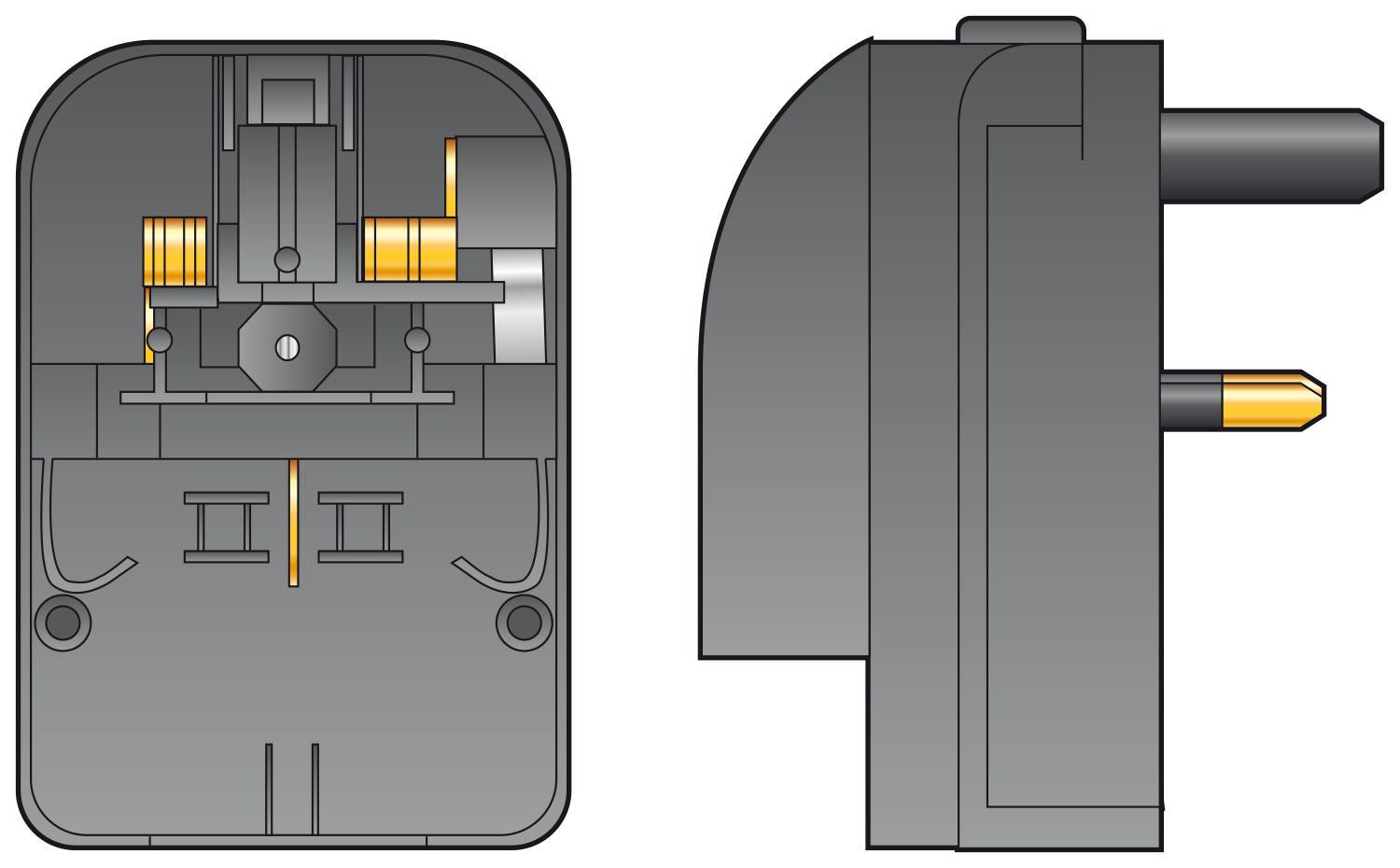 Euro Plug Converter 2 Pin Schuko SCP Plug Grounded to Fused 3 Pin UK Mains 13A Black